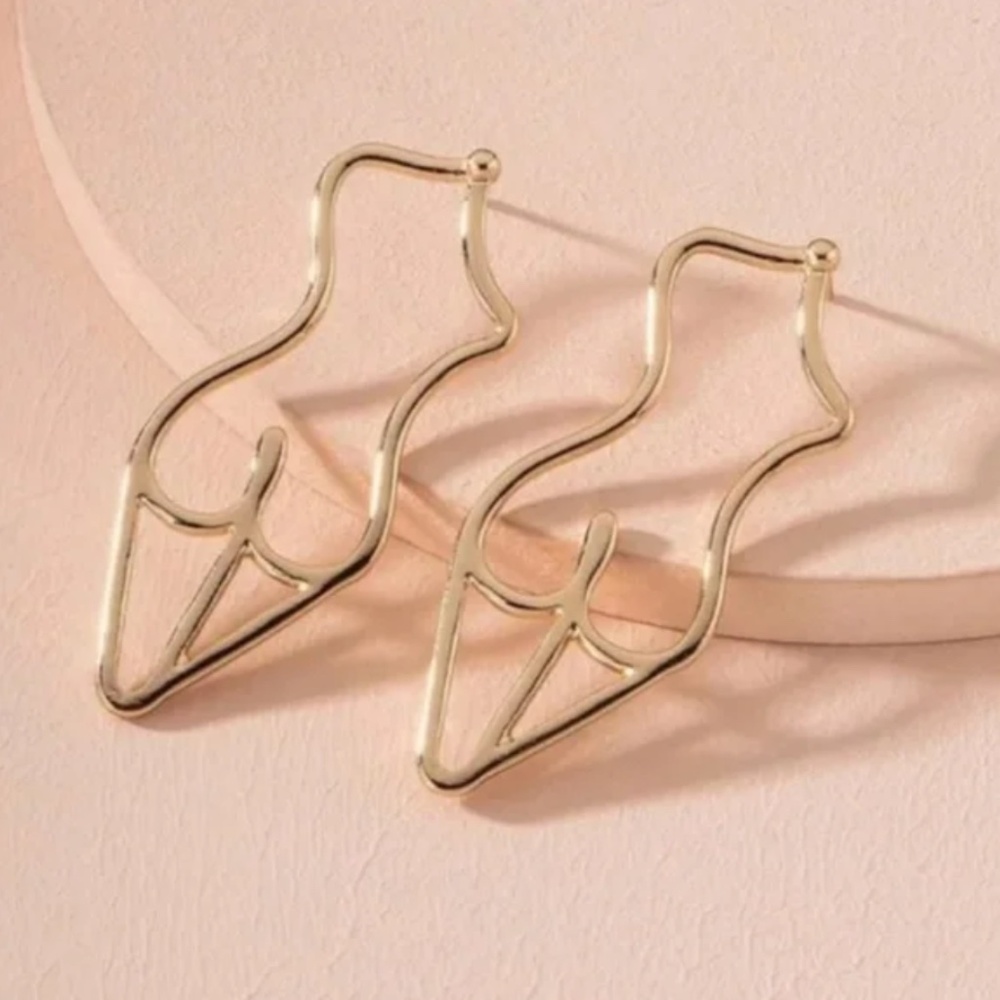 ❤️ FREE Lady Form Body Figurine Boho Peach Hipster Hippie Farm Art Deco Earrings